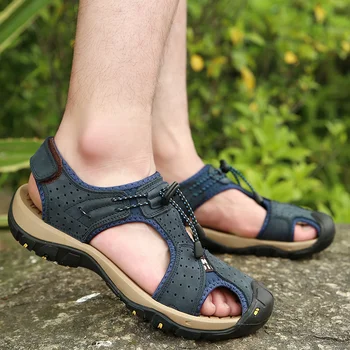 Klasične muške sandale Ljetnih aktivnosti na plaži sandale od prave kože Natikače Luksuzne muške sandale Ulične papuče, Tenisice Plus size
