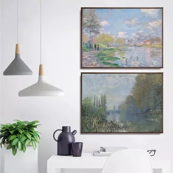 Klasični Monet Impresionizam Izlazak Sunca Krajolik Platnu Ulje na Platnu Art Print Plakata Dnevni boravak Uređenje Doma Zidni paneli