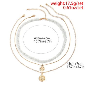 Klasični Retro Tanka Zmija lanac Ogrlica Ogrlica Za žene Geometrijski Kružni ovjes Višeslojne Elegantan nakit od umjetnih bisera