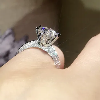 Klasični šest kandži Soild prsten srebrne boje sona 1ct AAAAA Cirkon Cz Angažman zaručnički prsten prstenje nakit za žene