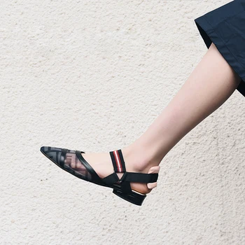 Kmeioo Nova moda Sandale ravnim cipelama s oštrim vrhom Ženske elegantne i udobne svakodnevne večernje cipele-brod Haljina Cipele od prirodne kože