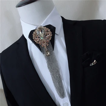 Korejski Kožnu Kravatu-leptir Kravate Metalni Gorski kristal Kićanka Kravate za vrat Muška košulja, Kravata Vjenčanje Nakit Luksuzni pribor