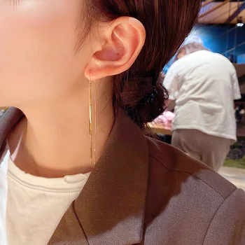 Korejski Moda Resama Linije Uši Pokazati Lice Tanka Cirkon Krug Linije Uši Duge Neobične Naušnice Nakit Za Žene Trend 2021