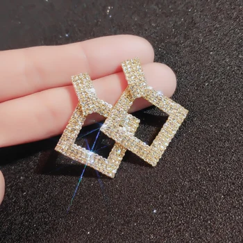 Korejski moda Sjajna Kristalno Opal zlatne naušnice s privjescima za žene Fin Luksuznih upadljiv Naušnice Ženski poklon za stranke