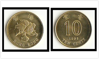 Kovanice Hong kong 10 centi Azija Nova Originalna Novčić Unc Kolekcionarska Izdanje Pravi Rijetka Prigodni Slučajni Datum