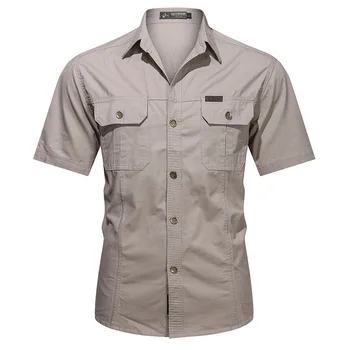 Košulja-teretni za muškarce s višestrukim džepovima na otvorenom vojna хлопковая casual košulja muška branded muška odjeća ljetna košulja kratkih rukava za muškarce
