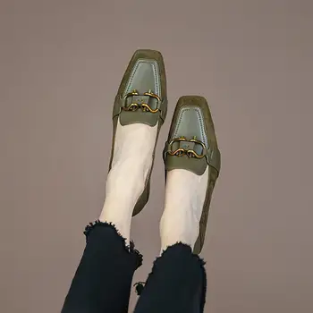 Krazing pot ins zelena boja je moderna prirodna koža proljeće kvadratnom čarapa, metalni zatvarač čudne cipele na visoke potpetice ženske cipele-brod l21