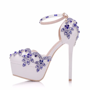 Kristalna Kraljica Plavi Dijamant Ultra Super Sandale Na visoku petu Vjenčanica Djeveruša Večernje cipele