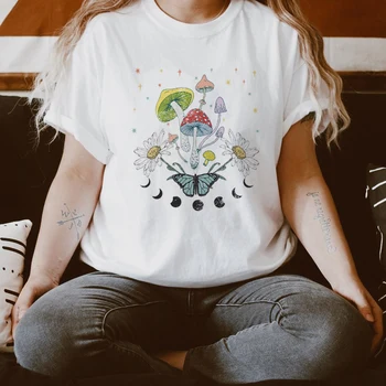 Kuakuayu HJN Ljetnim svakodnevne ženske majice kratkih rukava Modni Gljiva mesecevih mena Majica sa po cijeloj površini pamučne grafički majice Boem