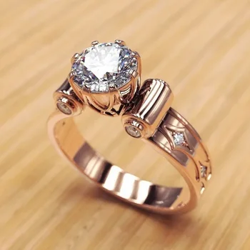 Kvalitetan prsten od ružičastog zlata sa 8 pandža od bijelog kamena Morgan Prsten za žene angažman zaručnički prsten nakit