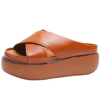 Kvalitetne Ljetne papuče od umjetne kože, Sandale, Cipele na platformu Ženske papuče na танкетке, 2021 Novi seler, Ženske sandale Velike veličine