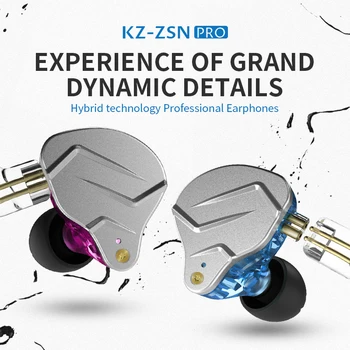 Kz zsn pro metal fones de ouvido 1ba + 1dd tecnologia híbrida alta fidelidade graves no monitor esporte com cancelamento ruído f