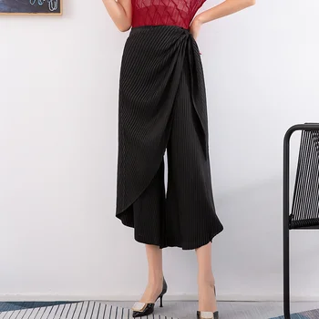 LANMREM nabrane široke hlače za žene 2022 Proljeće s visokim strukom čipka-up Free nepravilnog hlače Modni svakodnevne 2T1414