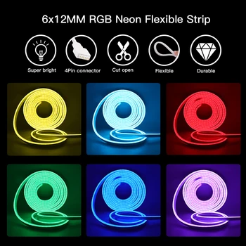 Led neon traka RGB 12 Wifi Bluetooth-kompatibilni Daljinski Upravljač podesiv ona Silikon svjetiljke EU US Power Kit Waterpoof Dekor