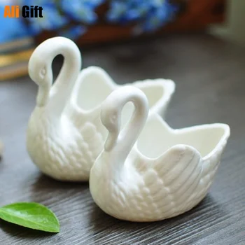Lijepa Keramika Bijela Mali Labud Svijećnjak Mini-Svijećnjak Labud Keramički Ukrasi I Pribor Za Uređenje Doma