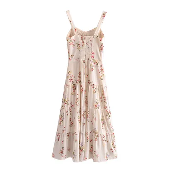 Ljetna haljina 2021 Za žene Slatki cvjetni print bez rukava Vestido Mujer Prairie Elegantan smještaj večernjim шифоновое haljina midi haljina