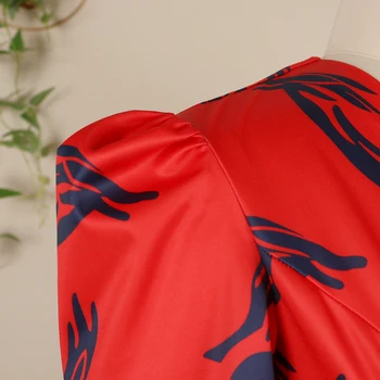 Ljetna haljina za žene 2021 Seksi V-izrez u obliku Crvene ispis Večernja haljina na dan rođenja kratkih rukava Visoki struk Tanak office uske haljine