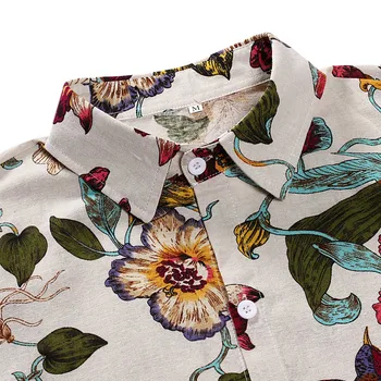 Ljetna muška košulja Ptice s cvjetnim ispis Majica kratkih rukava Svakodnevne kratkih rukava s igle Havajski bluza Plaža majice Majice