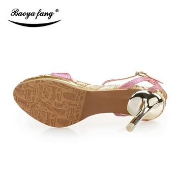 Ljetne sandale BaoYaFang ženska modna obuća s kristalne remen na щиколотке ljetne ženske sandale s visokim petama od 10 cm cipele na tankom petu