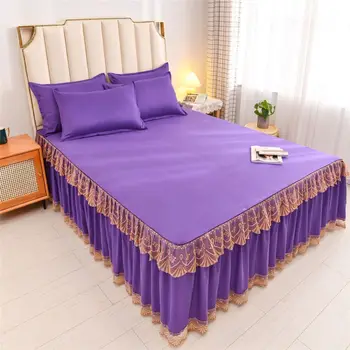 Luksuzno Prekrivač na Krevetu dupli sloj Vjenčanje krevetu u кружевном stilu Ravnici Suknje za krevet Setovi tekstila King size