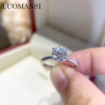 Luomansi 3CT 2CT 9 mm D Veliki Муассанитовое prsten s certifikatom za GRA S925 Srebrni nakit Svadbeni poklon za žene