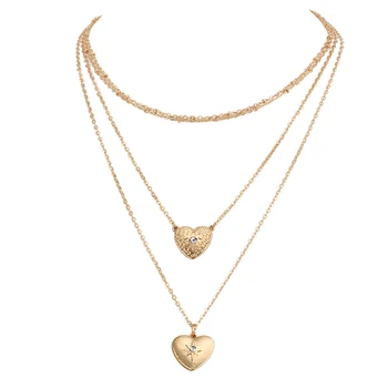 MAA-OE 2019 Boem Zlatni Kristal u obliku srca Privjesak Ogrlice Za žene Modne Ogrlice i privjesak Berba Metalni Nakit