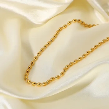 Mali ovalni zrna ogrlice za žene ogrlica od nehrđajućeg čelika zlato minimalistički jednostavan nakit штабелируемое poslastica