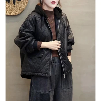 Max Lulu 2021 Zima slobodna ženska jakna od umjetne kože u stilu punk u europskom stilu Gotike Vintage kaput na obloge od umjetne kože Casual odjeća s kapuljačom