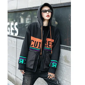 Max Lulu 2021 Zimske ženske slobodne jakne s natpisom u stilu punk Europski stil Ženske s kapuljačom Dizajn je Slobodan kaput Svakodnevni topla odjeća munje