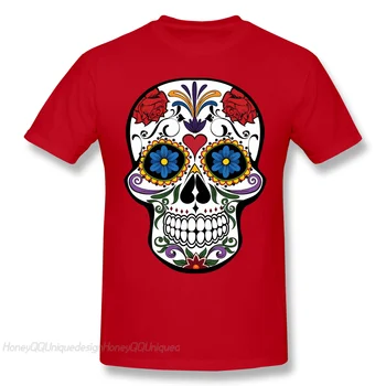 Meksički Šećerna Lubanju Zabavna Majica s novom jetrom 2021 Strašan Jedinstveni dizajn Pamučna košulja s urezima za muškarce