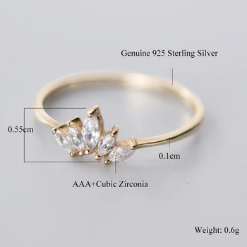 Moda 925 Sterling Srebra Crystal Crown Prstenje Nakit Ovjes CZ Cirkon Prsten za Žene Angažman Zaručnički Prsten na Dar
