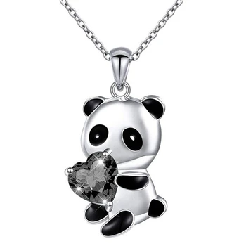 Moda Panda Privjesak Ogrlica Srce Cirkon Panda Šarm Ogrlice Životinje Privjesci, Ogrlice I Nakit