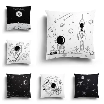 Moderan crno - bijela zvijezda astronaut plišani jastučnicu za kućnu kauča torbica za jastuk sa cartoonish uzorkom jastučnica se može konfigurirati skrojen