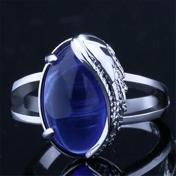 Moderan Luksuzni prsten s plavim Kristalno za žene, Krila Anđela, Vjenčani Prsten na Kažiprst, Europski I Američki Ženski Nakit