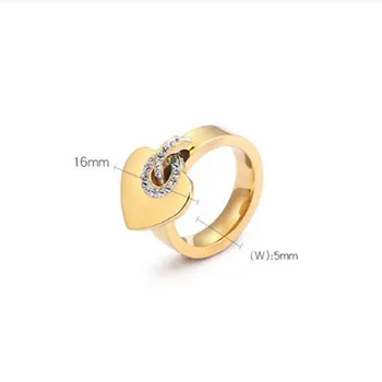Moderan prstenovi od nehrđajućeg čelika s кубическим Цирконием u obliku srca, bilo koji otvoreni položaj prsten za žene Božićni dar za Valentinovo