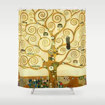 Moderni Gustav Klimt Drvo Života Zavjese Za Tuširanje Vodootporno Dekor Kupatilo Održivi Skup Zavjese Za Kadu sa po cijeloj površini