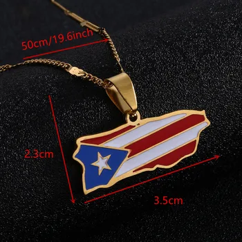 Modni Emajl Puerto Rico Kartica Privjesak Ogrlice za Žene Пуэрториканцы Kartica Šarm Nakit