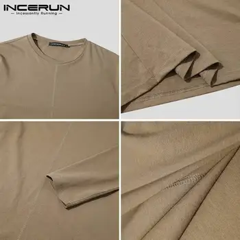 Modni ravnici udobne majice Nove muške elegantne majice s dugim rukavima 2021, univerzalni jednostavne elastične majice S-5XL INCERUN