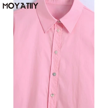 MOYATIIY Trendy ženske košulje 2021 карамельно-ružičaste boje Vintage bluzu s valovitom ukrašen Poslovni ženske košulje s gumbima Ženske majice