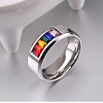 Multi-boji Muške, Ženske Svijetle Šarene LGBT-Prsten Zaručnički Prsten Od Nehrđajućeg Čelika Лебиан i Gay-Prsten Izravna Dostava