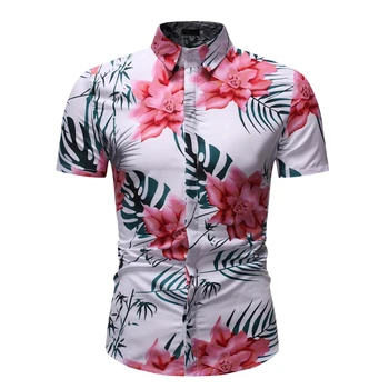Muška majica u ljetnom stilu sa po cijeloj površini palme Plaža Havajski košulja Muška Svakodnevni Havajski košulja kratkih rukava ženska košulja Homme Cvjetni košulja