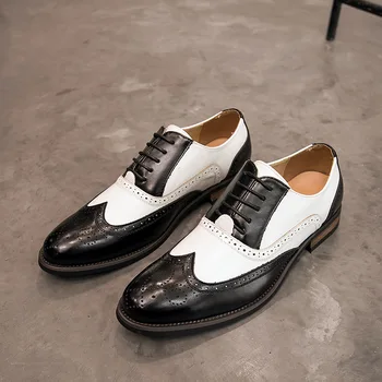 Muška službena cipele Kožne Оксфордские cipele za muškarce vjenčanicu Muške cipele-броги Ured za cipele čipka-up gospodo zapatos de hombre