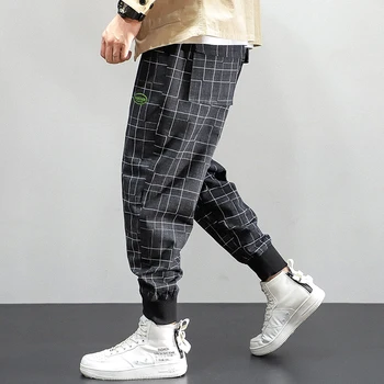 Muške traperice Visokog kvaliteta Jesen Svakodnevne hlače-teretni Kariranih dizajner ženske sportske hlače Japanski Berba fancy hlače Hip-hop Hlače za trčanje Gospodo