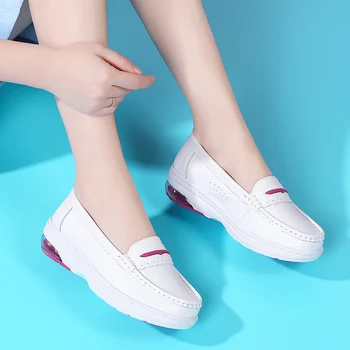 MVVJKEFlats Platforma 2021 Ženske Trendy tenisice na zračni jastuk Ženska Casual cipele i Bijele cipele od спиленной kože je Mekana prozračna cipele