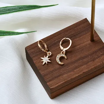 Nova moda star gold naušnice u obliku mjeseca jednostavne naušnice svadbeni nakit dar crystal okrugli geometrijski naušnice za žene