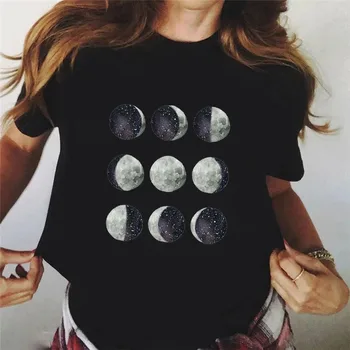 Nova zabavna majica sa po cijeloj površini Mjeseca Ženska odjeća 90-ih Svakodnevni Ženska slatka ispis Modne odjeće za putovanja Grafički t-shirt Harajuku Top