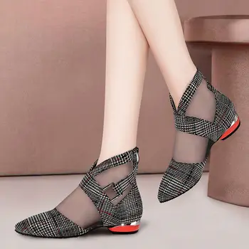 Nove kvalitetne ženske sandale s oštrim vrhom Marke ženske sandale s rešetkom, выдалбливают ženske sandale