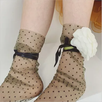 Nove ljetne ultra tanke čipke čarape u Retro stilu s wavelet koroziju cijevi, Slatka бандажные čarape od čiste pređe, ženske čarape