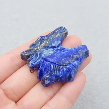 Novi Dizajn Poludragog Prirodni kamen Uklesan Glave Životinja od Lapis-Lazuli Ogrlica Privjesak 43x39x8 24 mm g Nakit Pribor