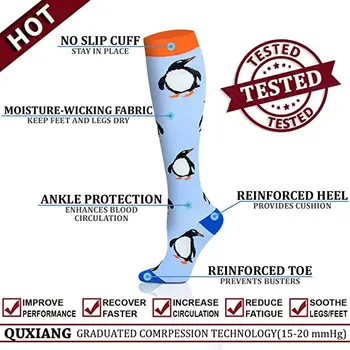 Novi dolazak Kompresije Muške čarape Ženske do koljena Crni Unisex kompresije čarape 20-30 mm hg. žlice. Medicinski Oticanje Dijabetes Proširenih vena